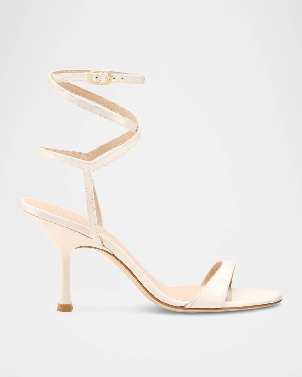 Nudist Patent Leather Ankle-Wrap Sandals